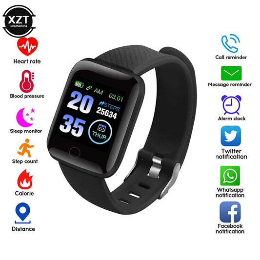 116 Plus Smart Watch Wristband Sports Fitness Blood Pressure Heart Rate Call Message Reminder Pedometer D13 Watch USB Charging