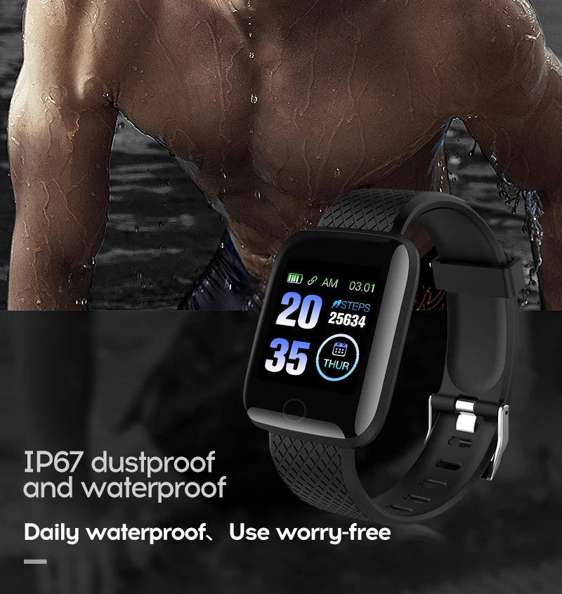 116 Plus Smart Watch Wristband Sports Fitness Blood Pressure Heart Rate Call Message Reminder Pedometer D13 Watch USB Charging