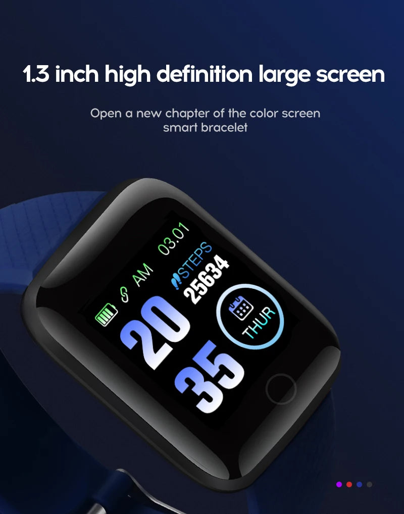 116 Plus Smart Watch Wristband Sports Fitness Blood Pressure Heart Rate Call Message Reminder Pedometer D13 Watch USB Charging