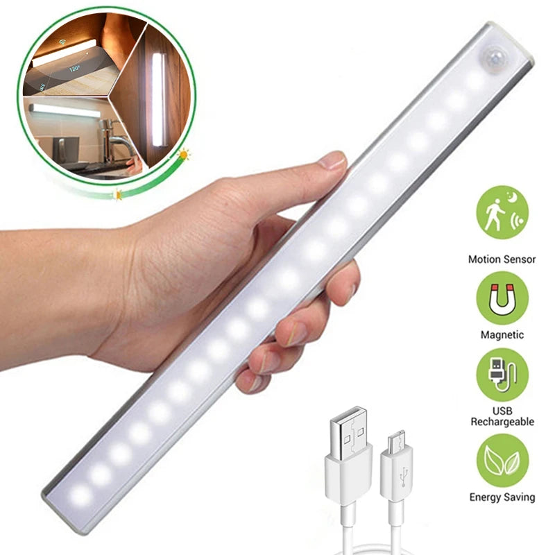 Motion Sensor Light Wireless LED Night Light Type C Rechargeable Light Cabinet Wardrobe Lamp Staircase Backlight For Kitchen LED