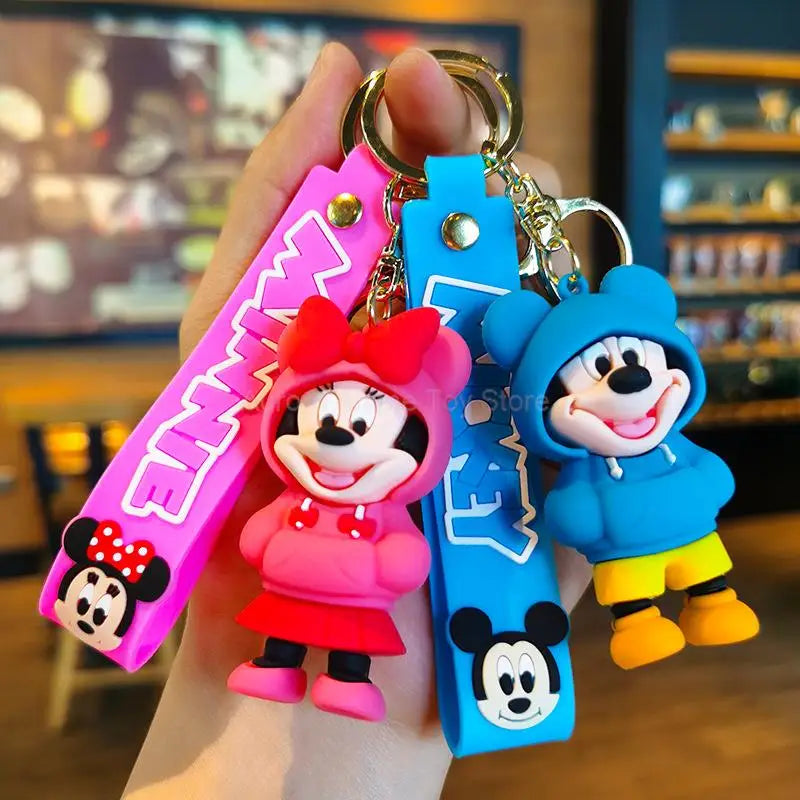 Anime Disney Keychain Cartoon Mickey Mouse Minnie Lilo & Stitch Cute Doll Keyring Ornament Key Chain Car Pendant Kids Gifts