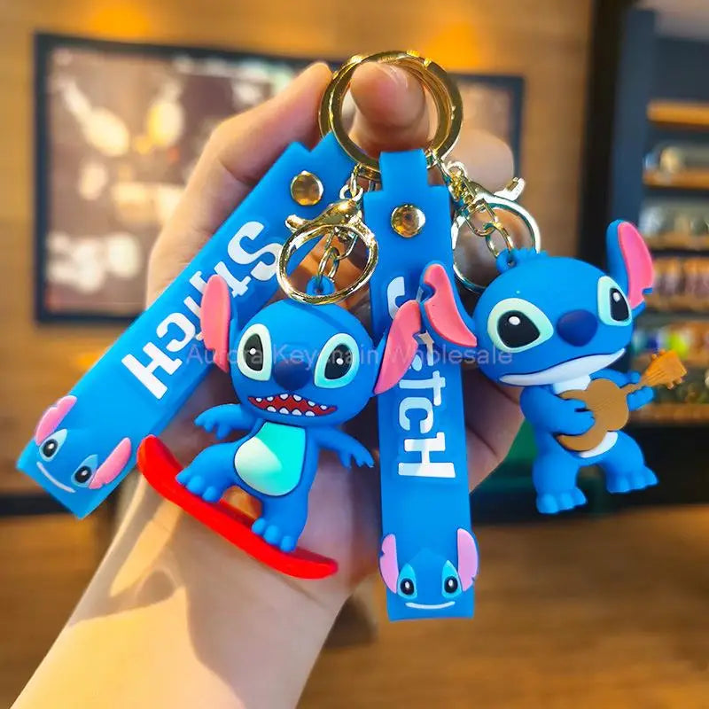 Anime Disney Keychain Cartoon Mickey Mouse Minnie Lilo & Stitch Cute Doll Keyring Ornament Key Chain Car Pendant Kids Gifts