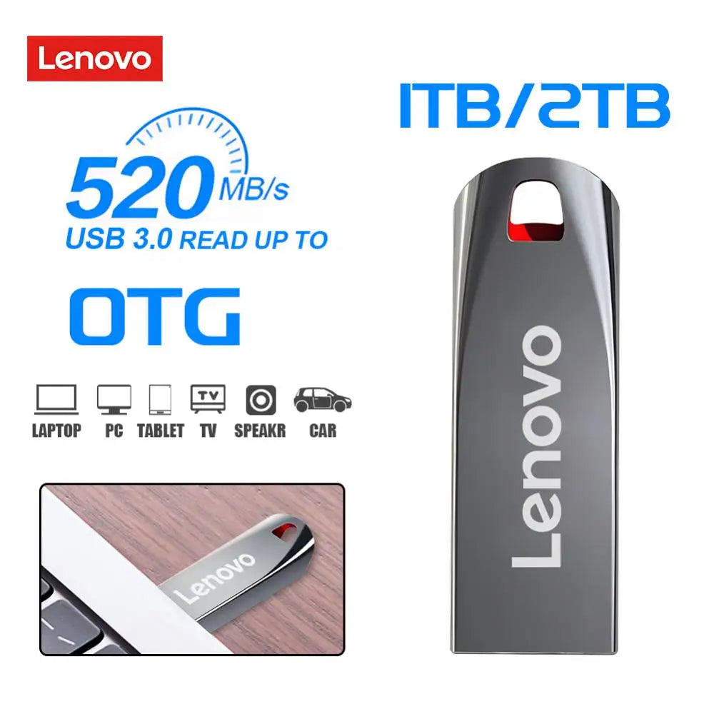 Lenovo Flash Drives 2TB Usb 3.0 High Speed Metal Pendrive 1TB 128GB Stick Portable Drive Waterproof Memoria Storage U Disk