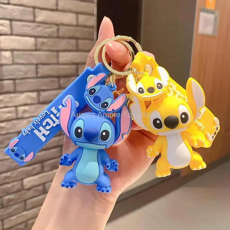 Anime Disney Keychain Cartoon Mickey Mouse Minnie Lilo & Stitch Cute Doll Keyring Ornament Key Chain Car Pendant Kids Gifts