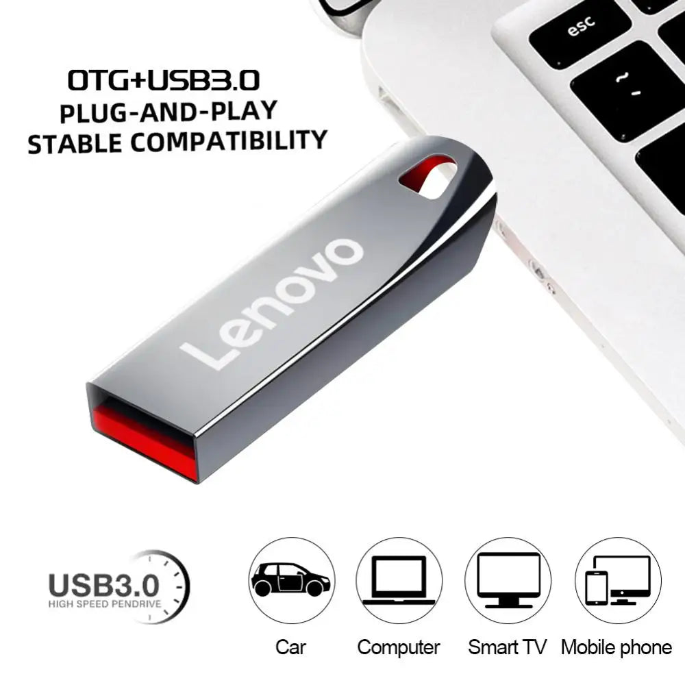 Lenovo Flash Drives 2TB Usb 3.0 High Speed Metal Pendrive 1TB 128GB Stick Portable Drive Waterproof Memoria Storage U Disk