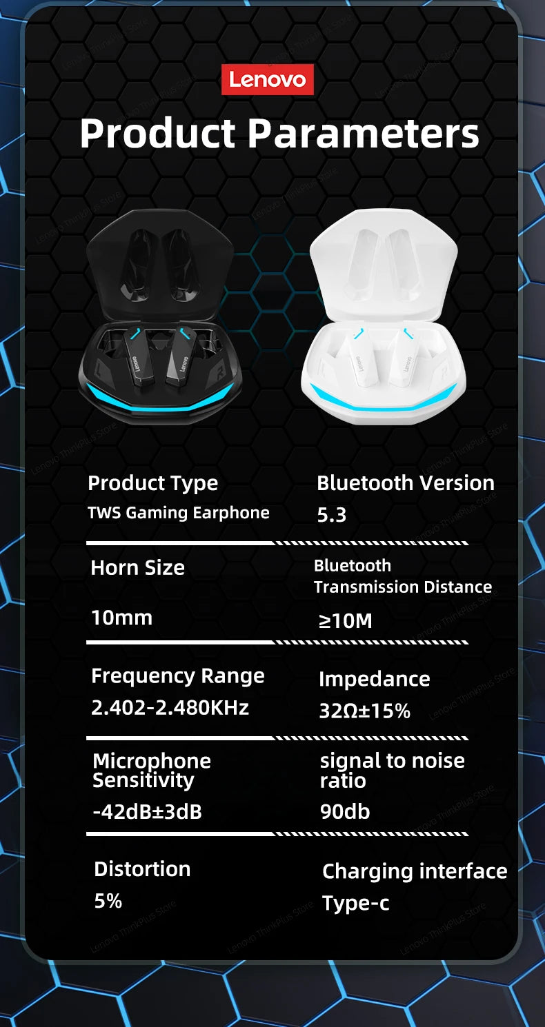 Lenovo GM2 Pro Bluetooth 5.3 Earphones Sports Headset Wireless In-Ear Gaming Low Latency Dual Mode Music Headphones New