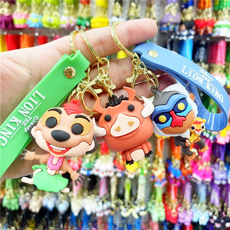 Anime Disney Keychain Cartoon Mickey Mouse Minnie Lilo & Stitch Cute Doll Keyring Ornament Key Chain Car Pendant Kids Gifts